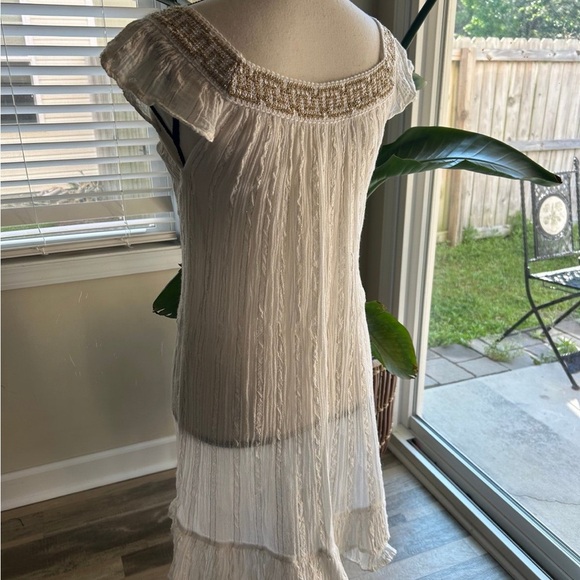 Green style dress white and gold - Picture 4 of 4